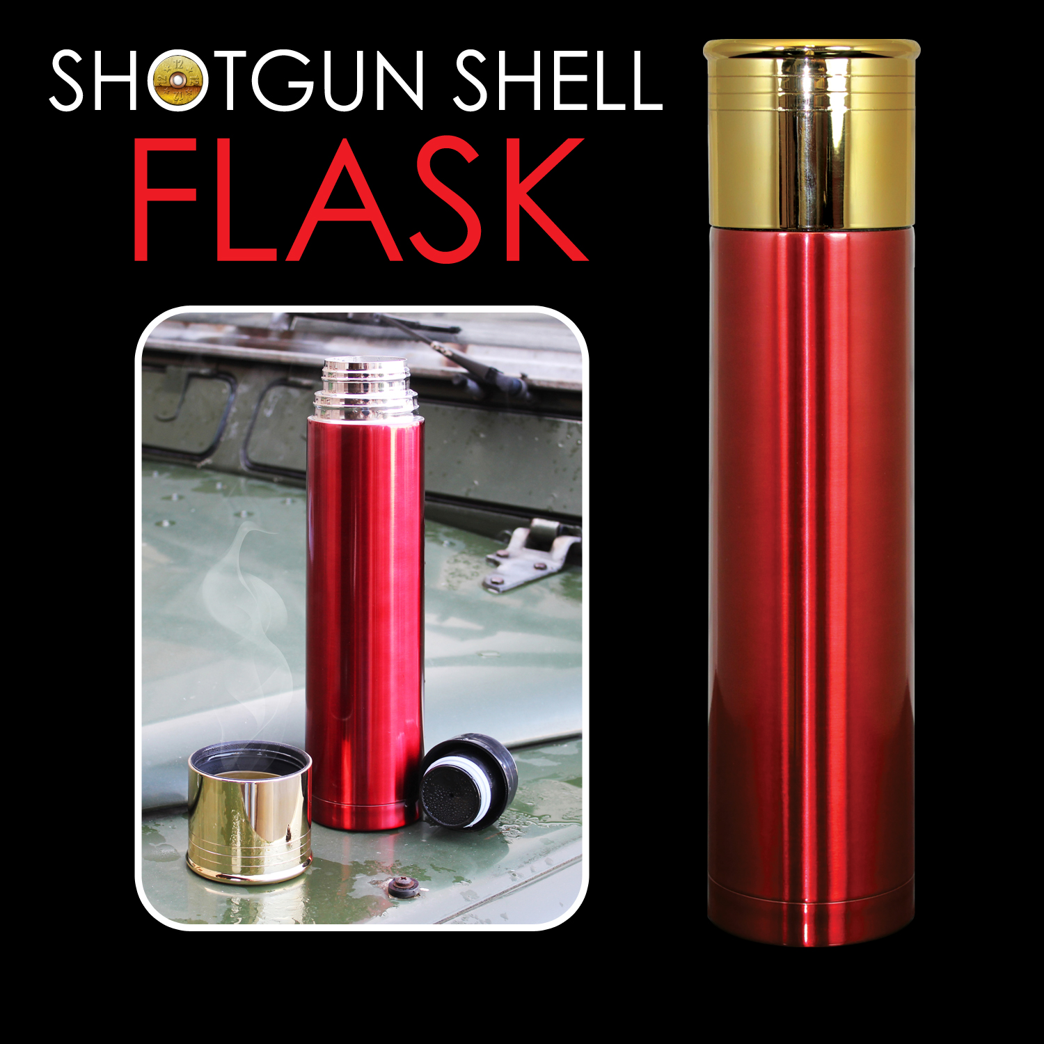 Shotgun Shell Red Thermo Bottle 1 Liter 13″ Tall Insulated – Fraser Wood  Elements